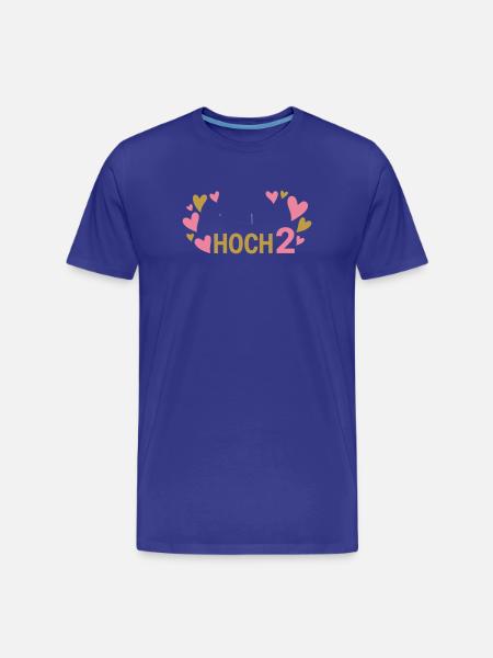 Hoch 2 Herz Zwillinge Zweifache Mutter - Männer Premium Bio T-Shirt - Königsblau
