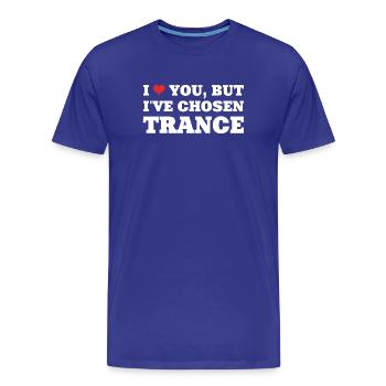 Je t’aime mais j’ai choisi la transe ! - Chemise Rave - T-shirt bio Premium Homme - bleu roi - Devant - Damien (186cm)