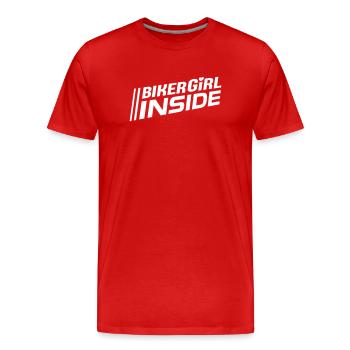 Biker Girl inside lettering (color changeable) - Men's Premium Organic T-Shirt - red - Front - Damien (186cm)