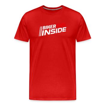 Biker Girl inside lettering (colors can be changed) - Men's Premium Organic T-Shirt - red - Front - Damien (186cm)