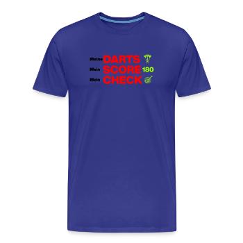 Mes fléchettes, mon score, mon chèque - T-shirt bio Premium Homme - bleu roi - Devant - Damien (186cm)