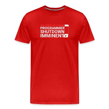 Programmers generate code from coffee - Men's Premium Organic T-Shirt - red - Front - Damien (186cm)