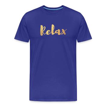 Yoga Relax Gold Handwriting Meditation Exclusive om - Men's Premium Organic T-Shirt - royal blue - Front - Damien (186cm)