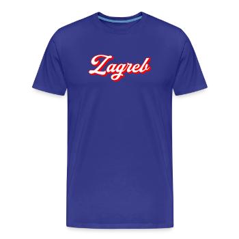 Zagreb Script Rétro - T-shirt bio Premium Homme - bleu roi - Devant - Damien (186cm)