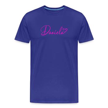 Daniela signature Rose néon - T-shirt bio Premium Homme - bleu roi - Devant - Damien (186cm)