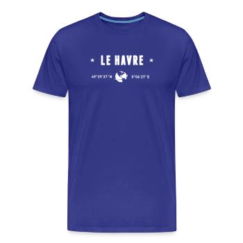 Le Havre France Coordonnées Gps Blanc - T-shirt bio Premium Homme - bleu roi - Devant - Damien (186cm)
