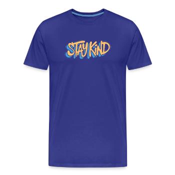 Stay Kind Typografische Botschaft - Männer Premium Bio T-Shirt - Königsblau - Vorne - Damien (186cm)