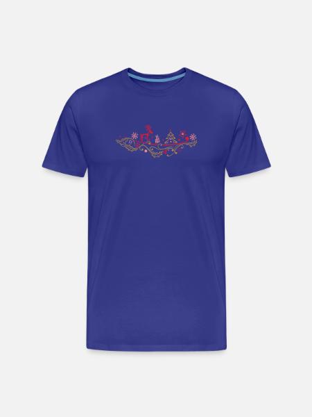 Rentier mit Stechpalme und Weihnachtsbaum - Männer Premium Bio T-Shirt - Königsblau