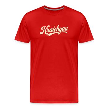 Kraichgau Schriftzug - Männer Premium Bio T-Shirt - Rot - Vorne - Damien (186cm)