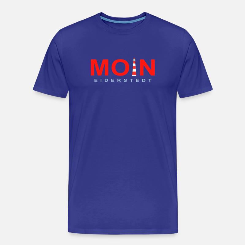 Moin Eiderstedt, Leuchtturm Westerheversand - Männer Premium Bio T-Shirt - Königsblau