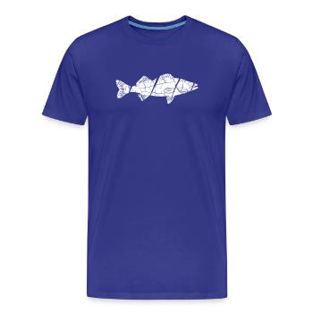 Vecteur de capture de gros poissons zanders - T-shirt bio Premium Homme - bleu roi - Devant - Damien (186cm)