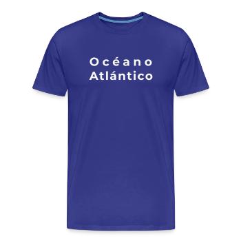 Océan Atlantique Typographie Marine - T-shirt bio Premium Homme - bleu roi - Devant - Damien (186cm)