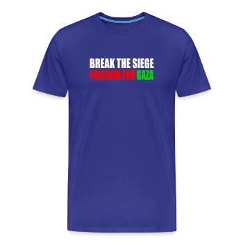 break the siege freedom for gaza - Men's Premium Organic T-Shirt - royal blue - Front - Damien (186cm)