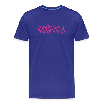 Rostock Graffiti Style T-Shirt - T-shirt bio Premium Homme - bleu roi - Devant - Damien (186cm)