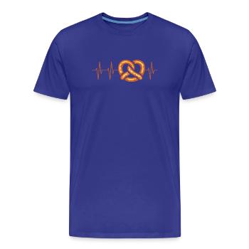 Illustration ECG de battement de cœur de bretzel - T-shirt bio Premium Homme - bleu roi - Devant - Damien (186cm)