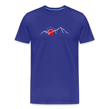 Purpurrote Sonne über schneebedeckten Gipfeln - Männer Premium Bio T-Shirt - Königsblau - Vorne - Damien (186cm)