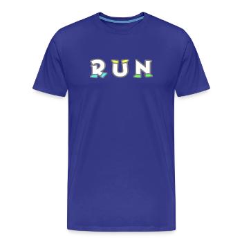 RUN!, with shoes, pastel colour - Men's Premium Organic T-Shirt - royal blue - Front - Damien (186cm)