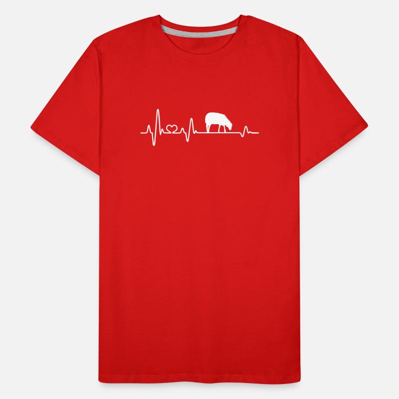 Schaf Herzschlag Lamm Schäfer Geschenk Männer Premium Bio T-Shirt