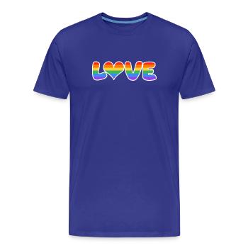 Rainbow Love Lettering - Men's Premium Organic T-Shirt - royal blue - Front - Damien (186cm)