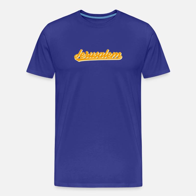 Jerusalem Retro Script - Men's Premium Organic T-Shirt - royal blue