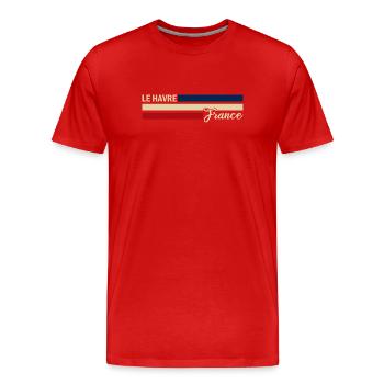 France - Le Havre - Frankreich - Flagge - Streifen - Männer Premium Bio T-Shirt - Rot - Vorne - Damien (186cm)