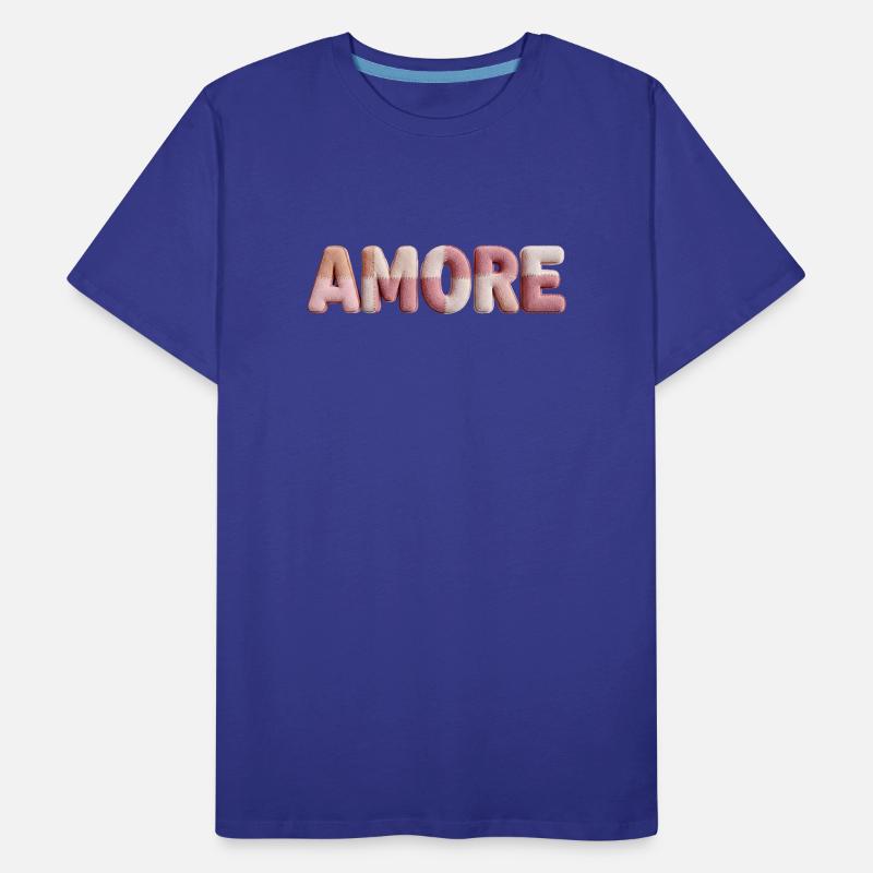 Amore Romantic Font Design Patchwork Men's Premium Organic T-Shirt