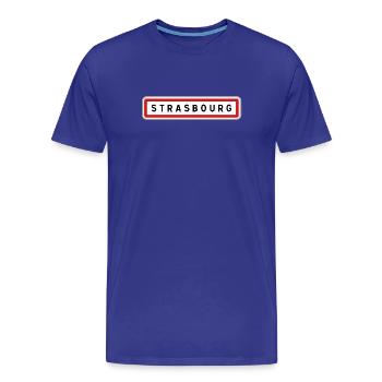 Panneau de Strasbourg, Bas-Rhin - T-shirt bio Premium Homme - bleu roi - Devant - Damien (186cm)