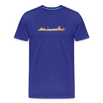 Münchener Skyline (Vintage/Goldgelb) München - Männer Premium Bio T-Shirt - Königsblau - Vorne - Damien (186cm)