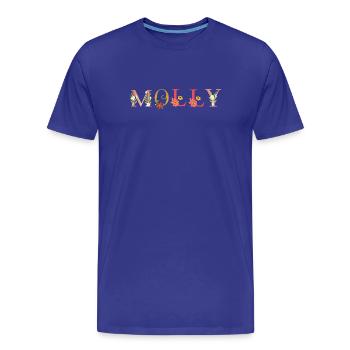 Nom MOLLY décoré de fleurs - T-shirt bio Premium Homme - bleu roi - Devant - Damien (186cm)