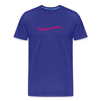 MAÎTRESSE. MAITRE. MERCI. MERCI MAÎTRESSE - T-shirt bio Premium Homme - bleu roi - Devant - Damien (186cm)
