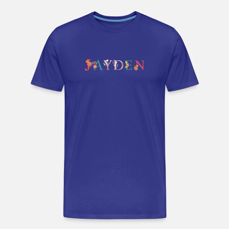 JAYDEN Namenskunst mit gestickten Blumen - Männer Premium Bio T-Shirt - Königsblau