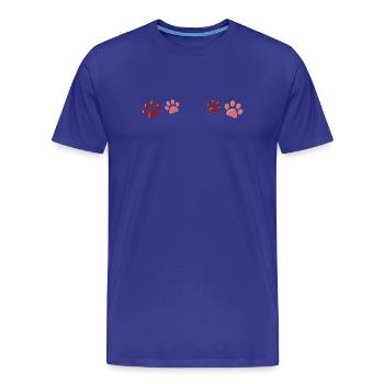 Two-tone red paw prints - Men's Premium Organic T-Shirt - royal blue - Front - Damien (186cm)