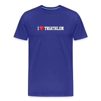 I Love Triathlon - Men's Premium Organic T-Shirt - royal blue - Front - Damien (186cm)