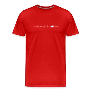 Blauer Akzent Herzschlag-Linie - Männer Premium Bio T-Shirt - Rot - Vorne - Damien (186cm)