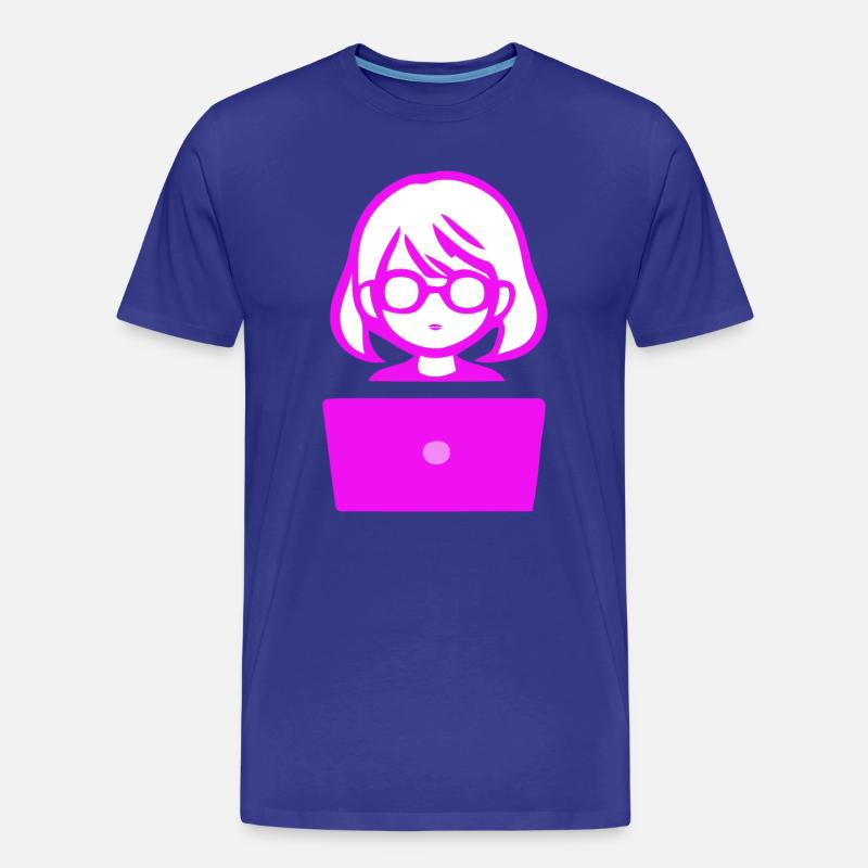 Woman with Computer Programmer Coder - Men's Premium Organic T-Shirt - royal blue