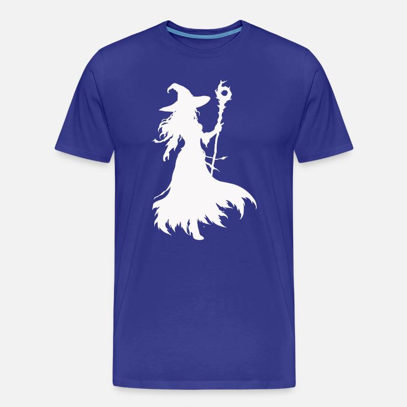 Hexen Silhouette mit Stab - Männer Premium Bio T-Shirt - Königsblau