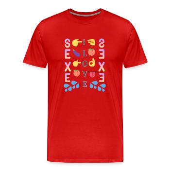 LOVE SEXE - T-shirt bio Premium Homme - rouge - Devant - Damien (186cm)