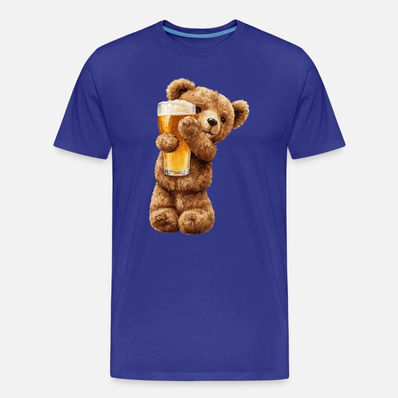 Bärchen mit Bierglas Bierchen Teddybär - Männer Premium Bio T-Shirt - Königsblau