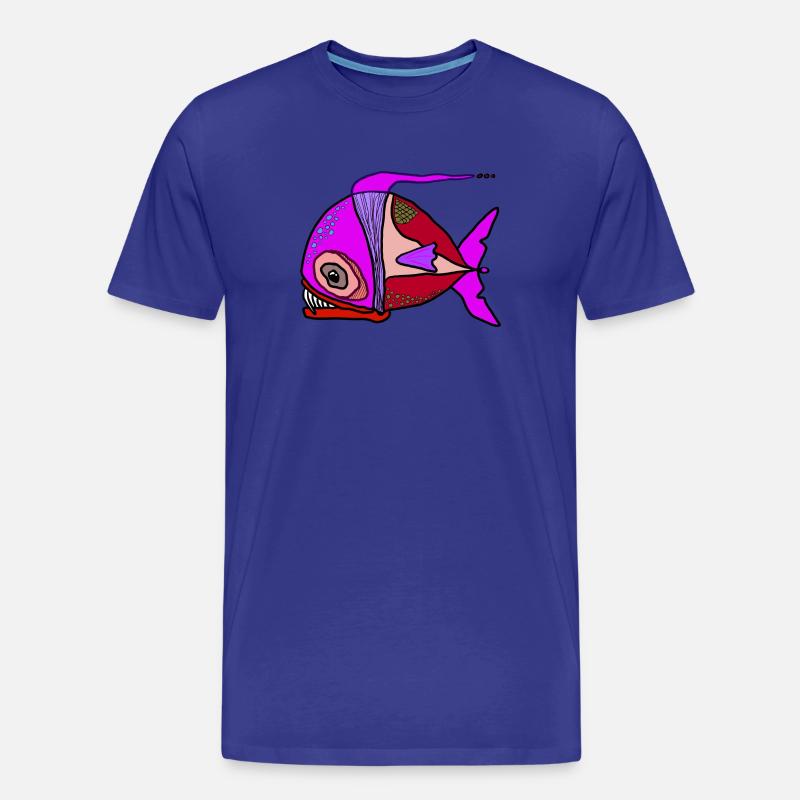 Bunter Surrealfisch Patchwork - Männer Premium Bio T-Shirt - Königsblau