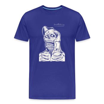 Schädel Hoodie Strichzeichnung - Männer Premium Bio T-Shirt - Königsblau - Vorne - Damien (186cm)