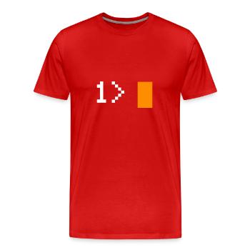 1 > - Männer Premium Bio T-Shirt - Rot - Vorne - Damien (186cm)