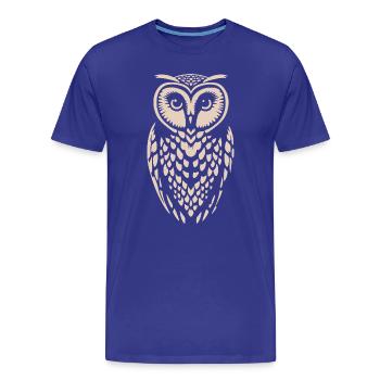Portrait de hibou en filigrane - T-shirt bio Premium Homme - bleu roi - Devant - Damien (186cm)