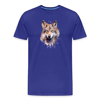 Watercolour Wolf - Men's Premium Organic T-Shirt - royal blue - Front - Damien (186cm)