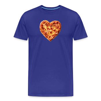 Motif de pizza au cœur pepperoni - T-shirt bio Premium Homme - bleu roi - Devant - Damien (186cm)