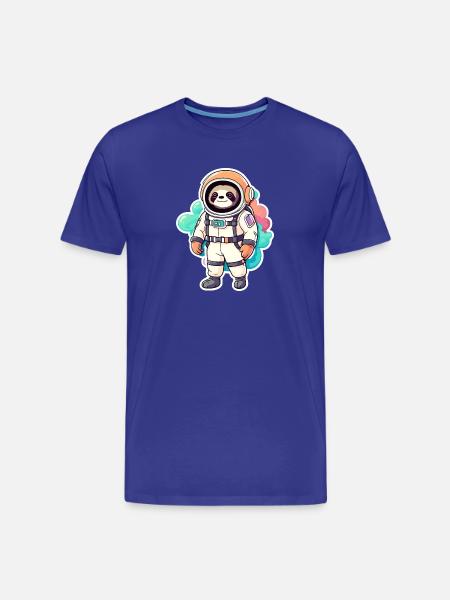 Faultier Astronaut Illustration - Männer Premium Bio T-Shirt - Königsblau