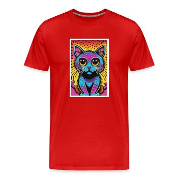 Chat mignon Pop Art Art moderne - T-shirt bio Premium Homme - rouge - Devant - Damien (186cm)