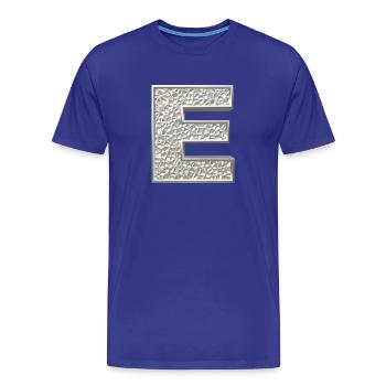 E, lettre, lettre E, initiale, initiale E, monogramme, - T-shirt bio Premium Homme - bleu roi - Devant - Damien (186cm)