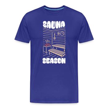Saison du sauna - Sauna - Dicton - T-shirt bio Premium Homme - bleu roi - Devant - Damien (186cm)