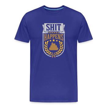 Laurel wreath Shit happens quote - Men's Premium Organic T-Shirt - royal blue - Front - Damien (186cm)