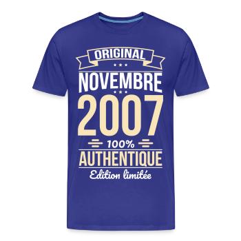 18th Birthday - Original - November 2007 - Men's Premium Organic T-Shirt - royal blue - Front - Damien (186cm)